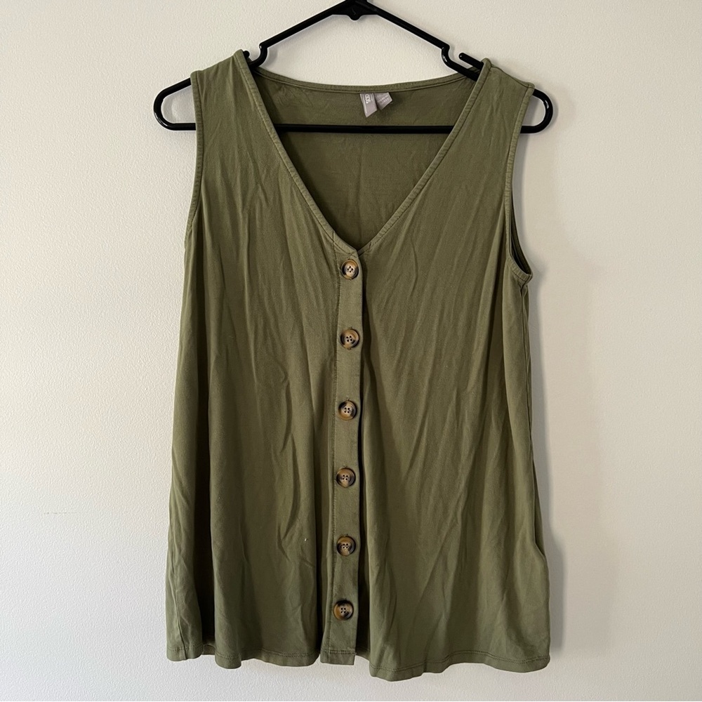 ASOS Olive Green Button Tank Top